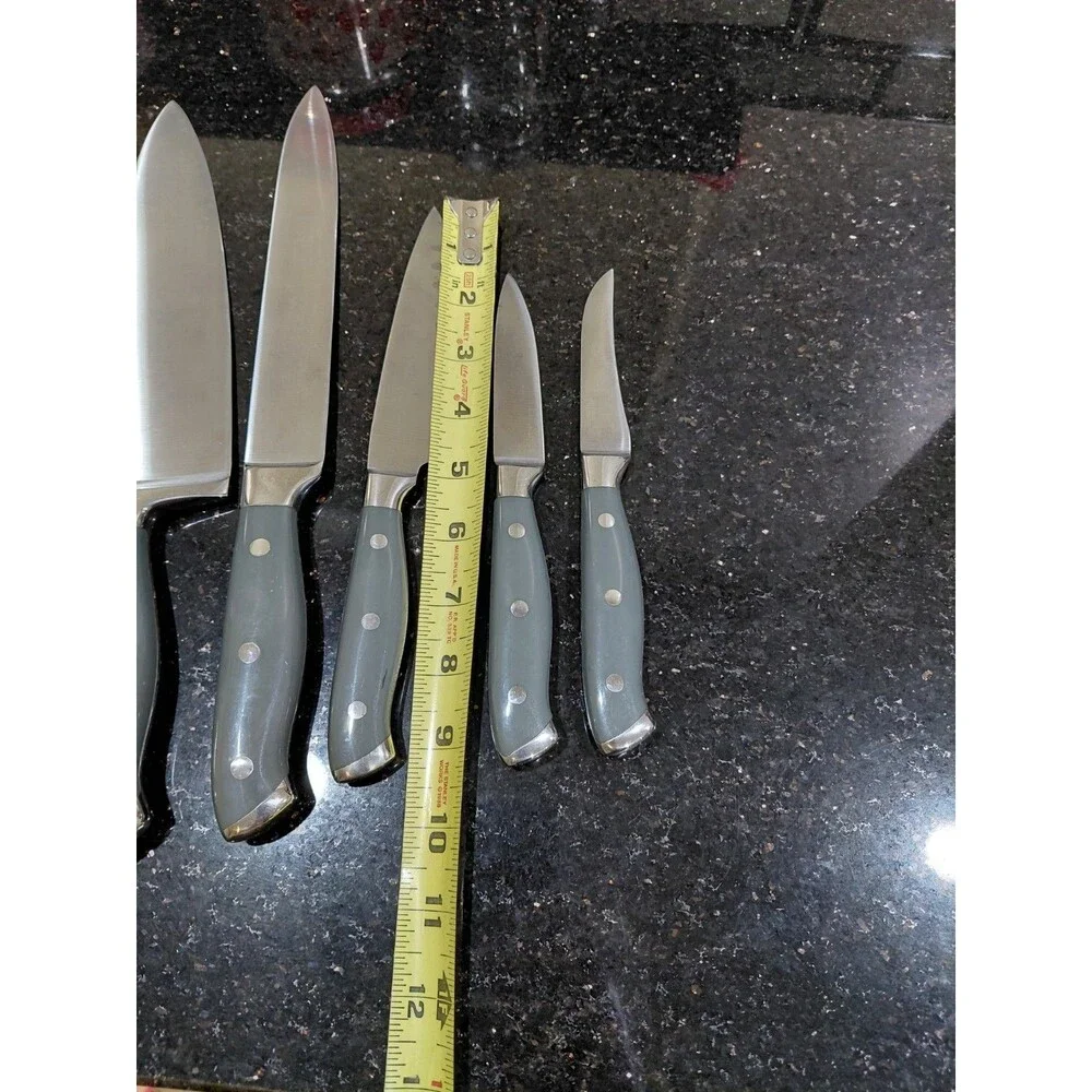 Set Of 6 Sabatier Knives Gray Rivet Handles 21D890